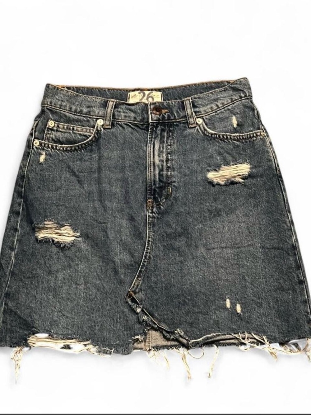 We The Free Distressed Denim Mini Skirt